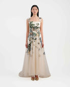 Riverscape High-Low Gown with Embroidery