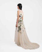 Riverscape High-Low Gown with Embroidery