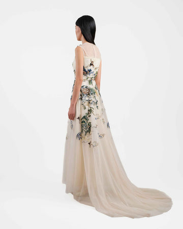 Riverscape High-Low Gown with Embroidery