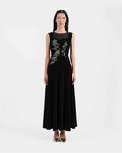 Riverscape Embroidered Cinched-Waist Dress