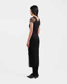 Black Ruched Midi Skirt