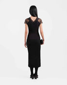 Black Ruched Midi Skirt