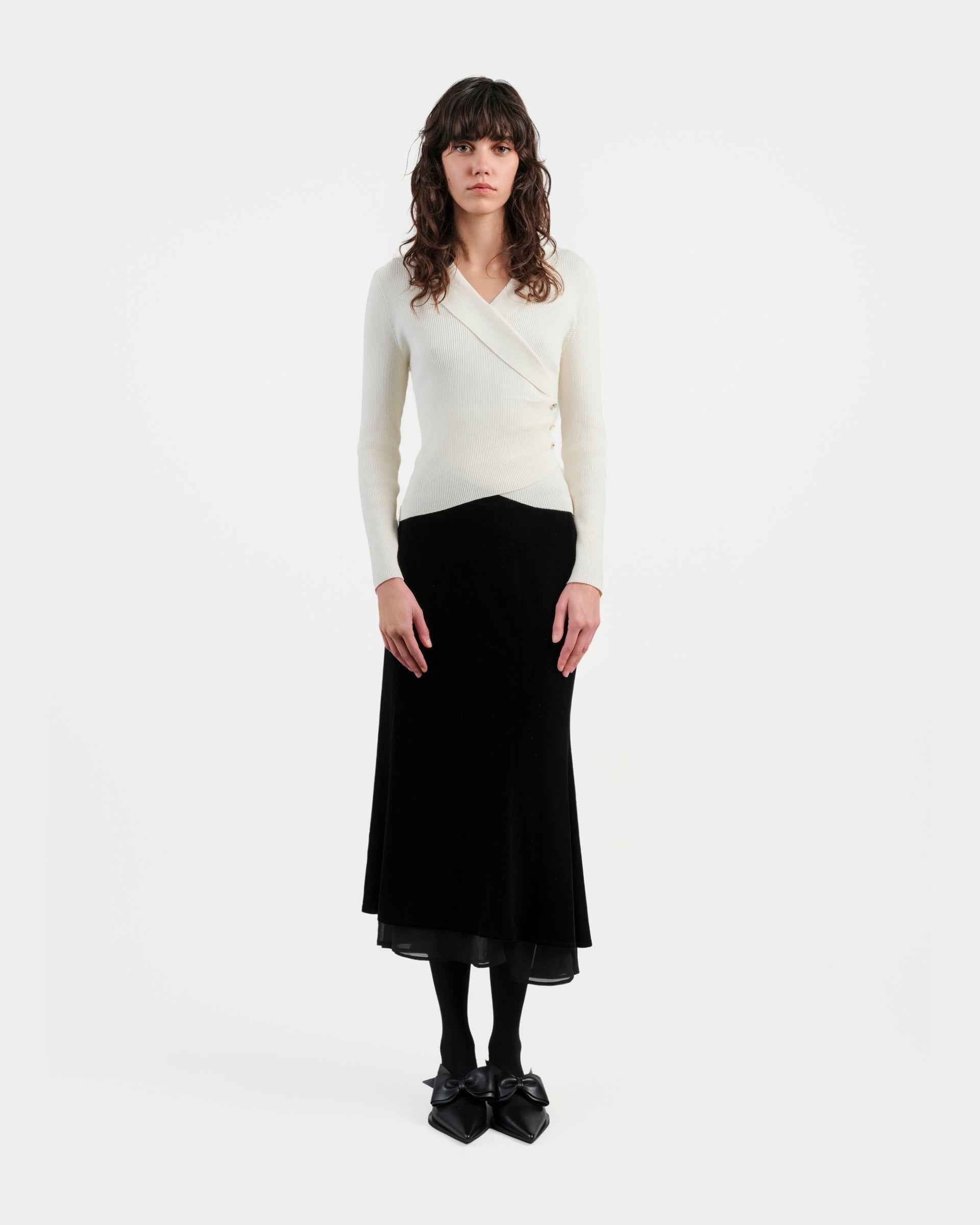 Ivory Draped Knit Top