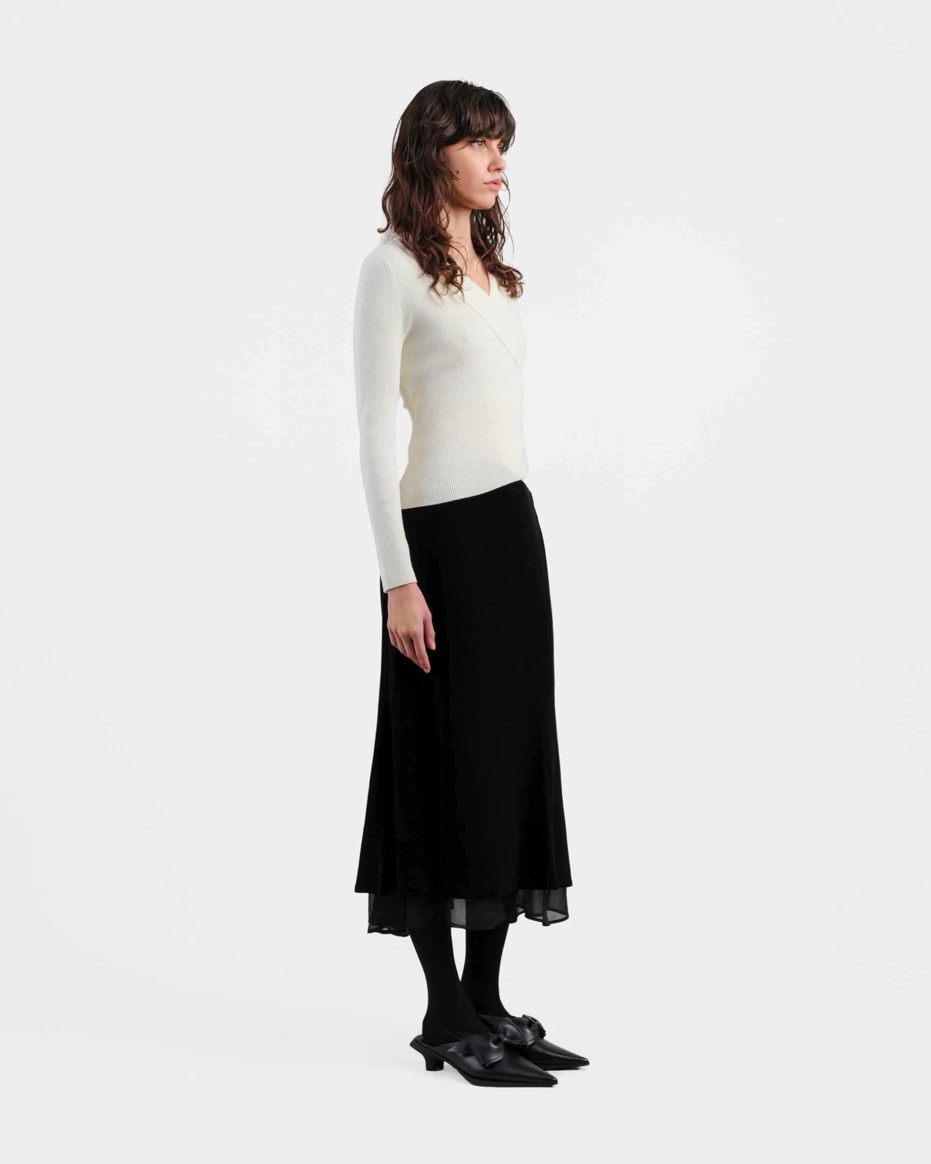 Ivory Draped Knit Top