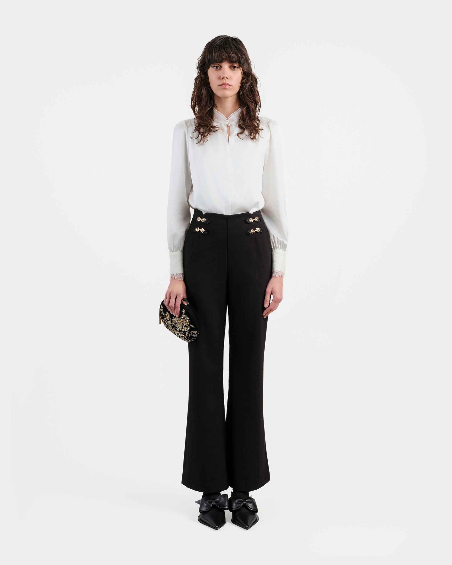 Black Wide-Leg Cropped Trousers