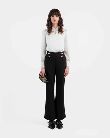 Black Wide-Leg Cropped Trousers