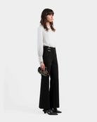 Black Wide-Leg Cropped Trousers