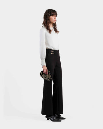 Black Wide-Leg Cropped Trousers