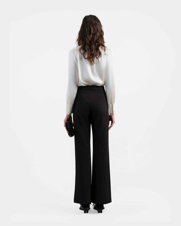 Black Wide-Leg Cropped Trousers