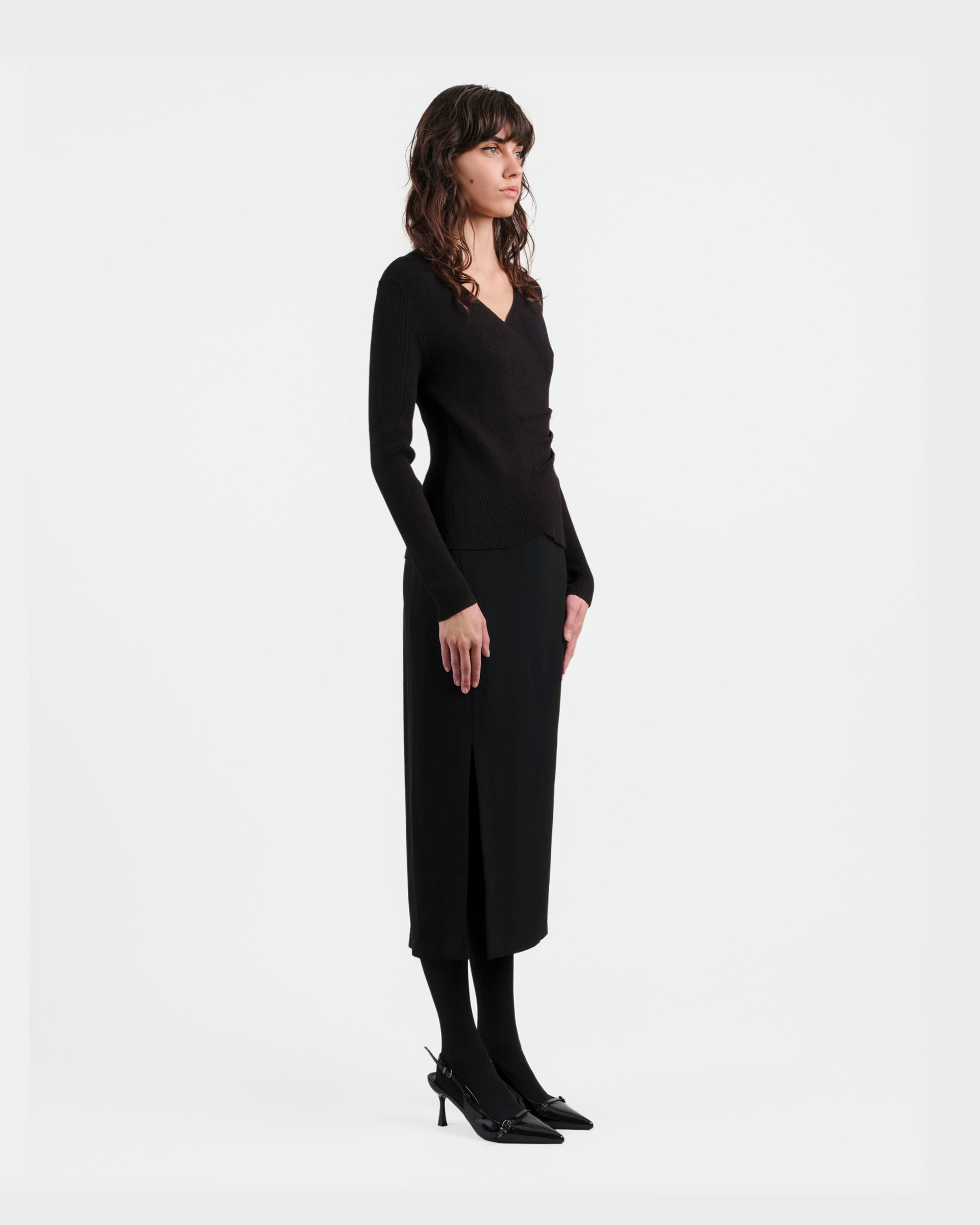 Black Tailored Pencil Skirt - Sussiland