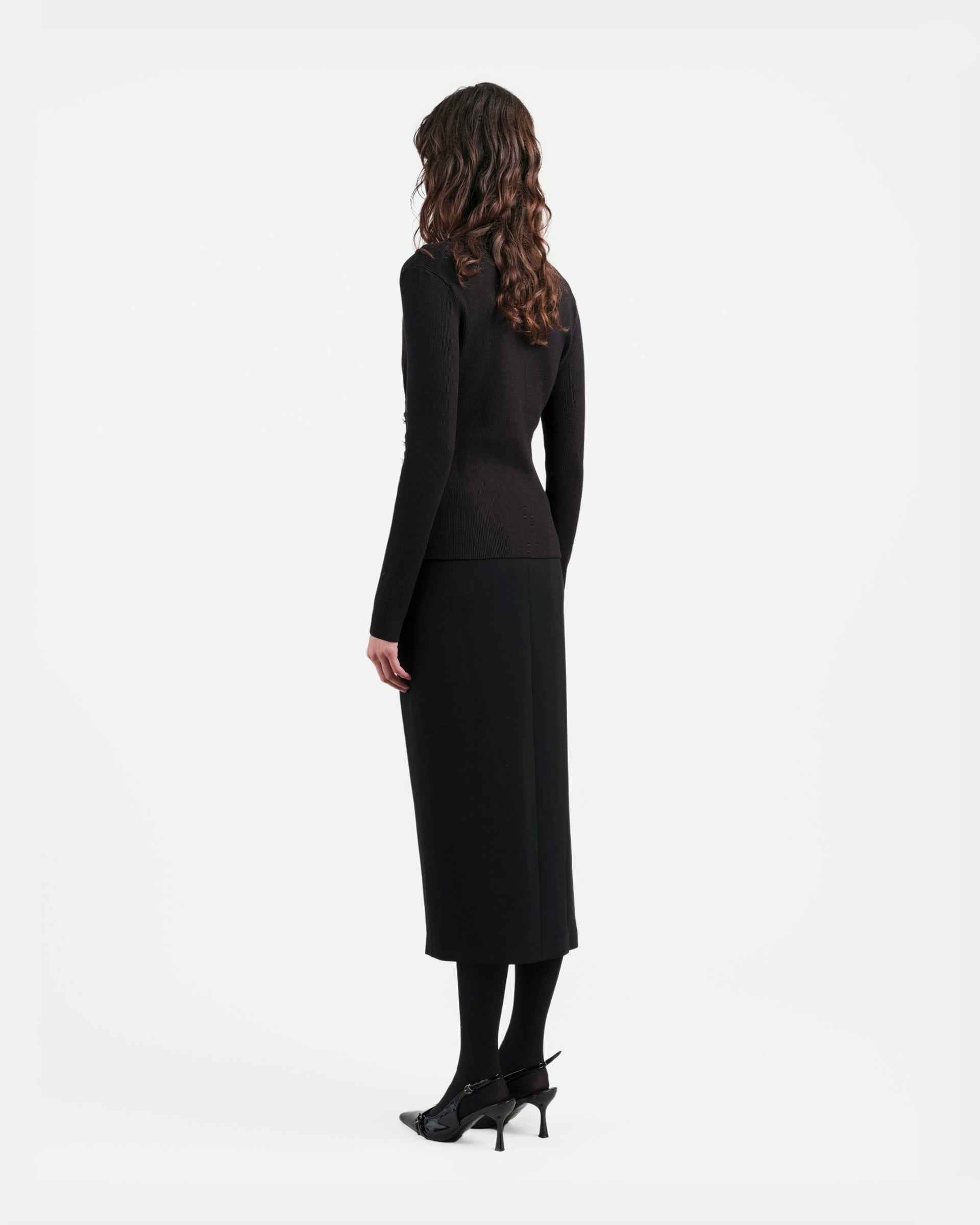 Black Tailored Pencil Skirt