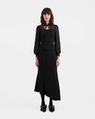 Black Fish-Tail Midi Skirt