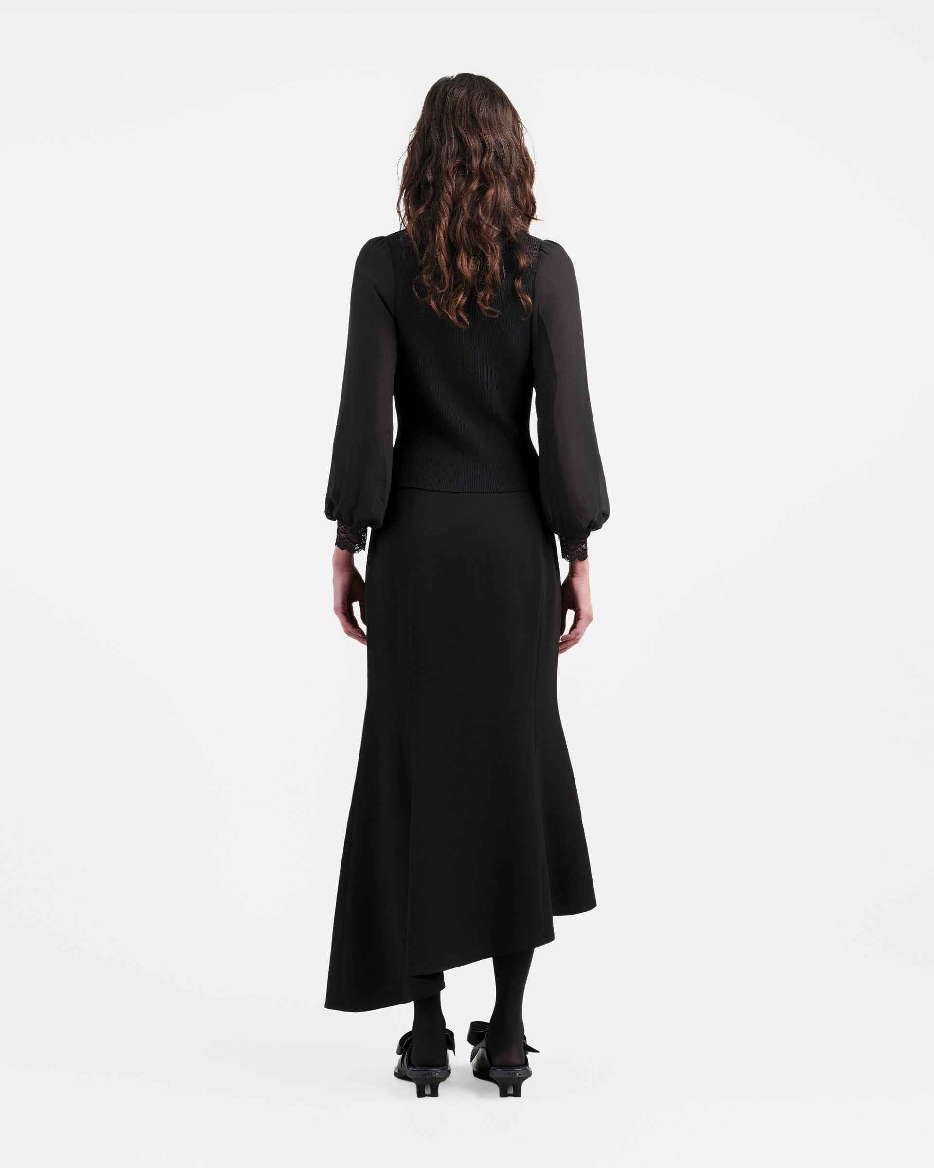 Black Fish-Tail Midi Skirt