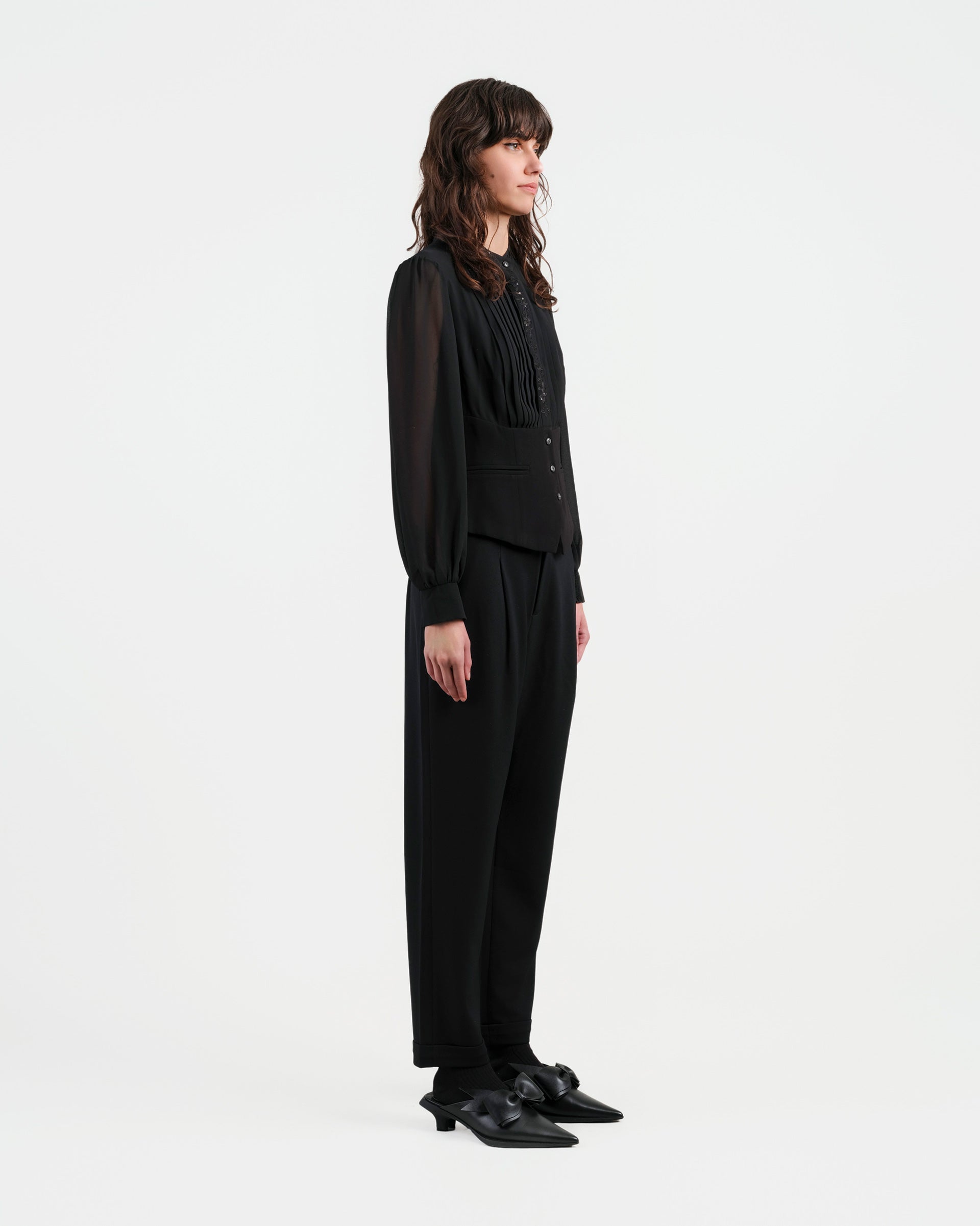 Modern Black Embroidered Blouse - Sussiland