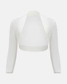 Crystal-Embellished Three-Quarter Sleeve Cropped Cardigan