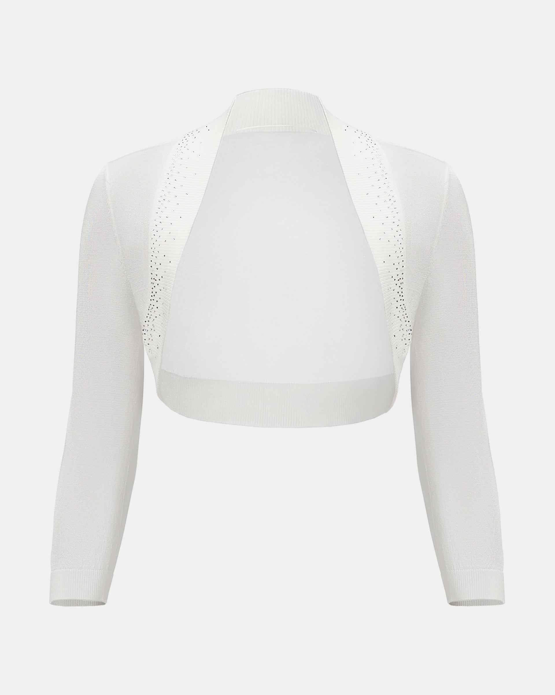Crystal-Embellished Three-Quarter Sleeve Cropped Cardigan