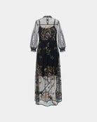 Bird-and-Flower Sheer Overlay Dress