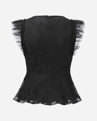 Casual Flutter-Sleeve Fitted Waist Top