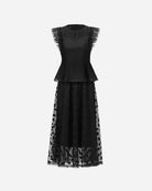Vintage Polka Dot Rhinestone-Embellished Midi Skirt