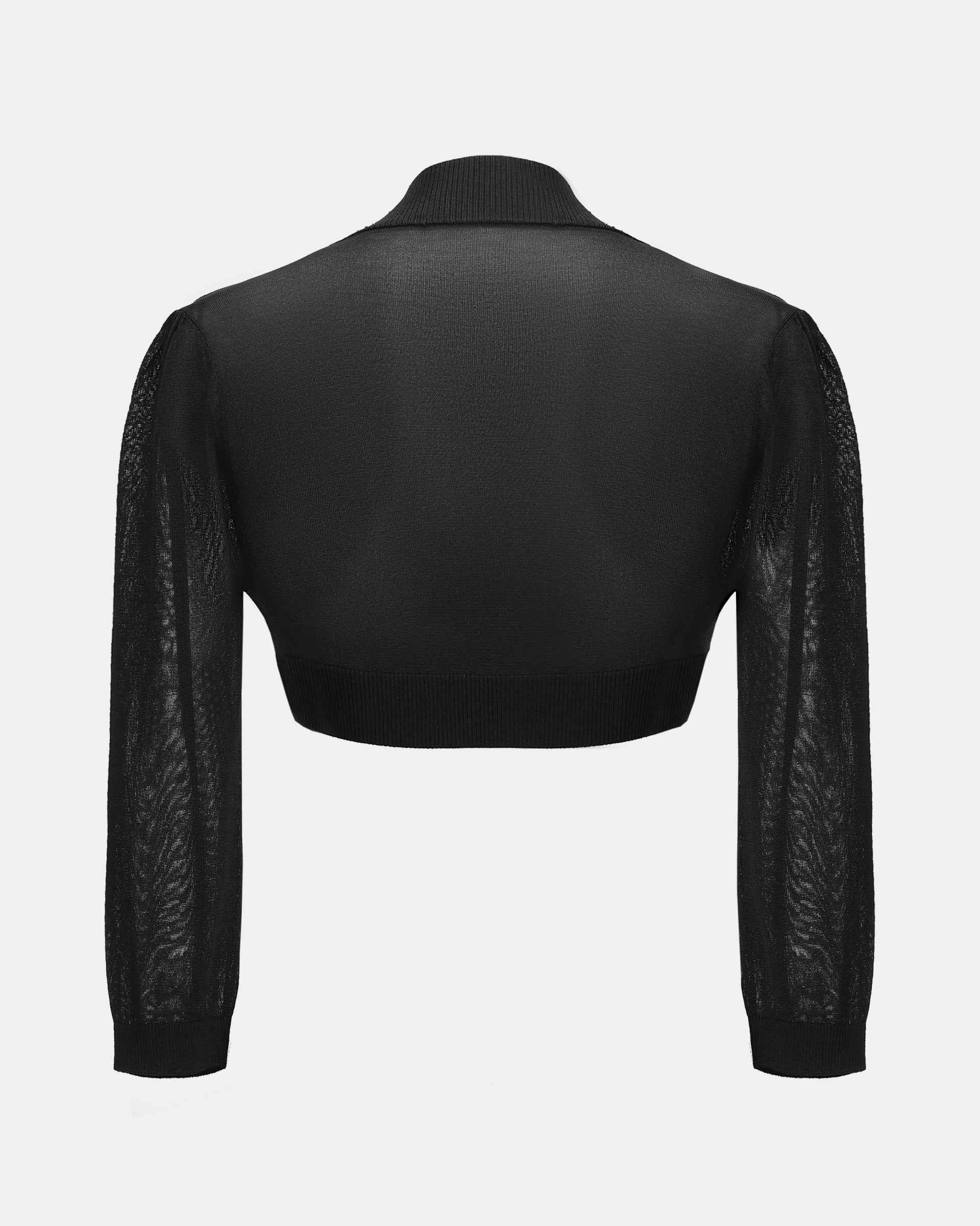 Rhinestone-Embellished Cropped Knit Cardigan