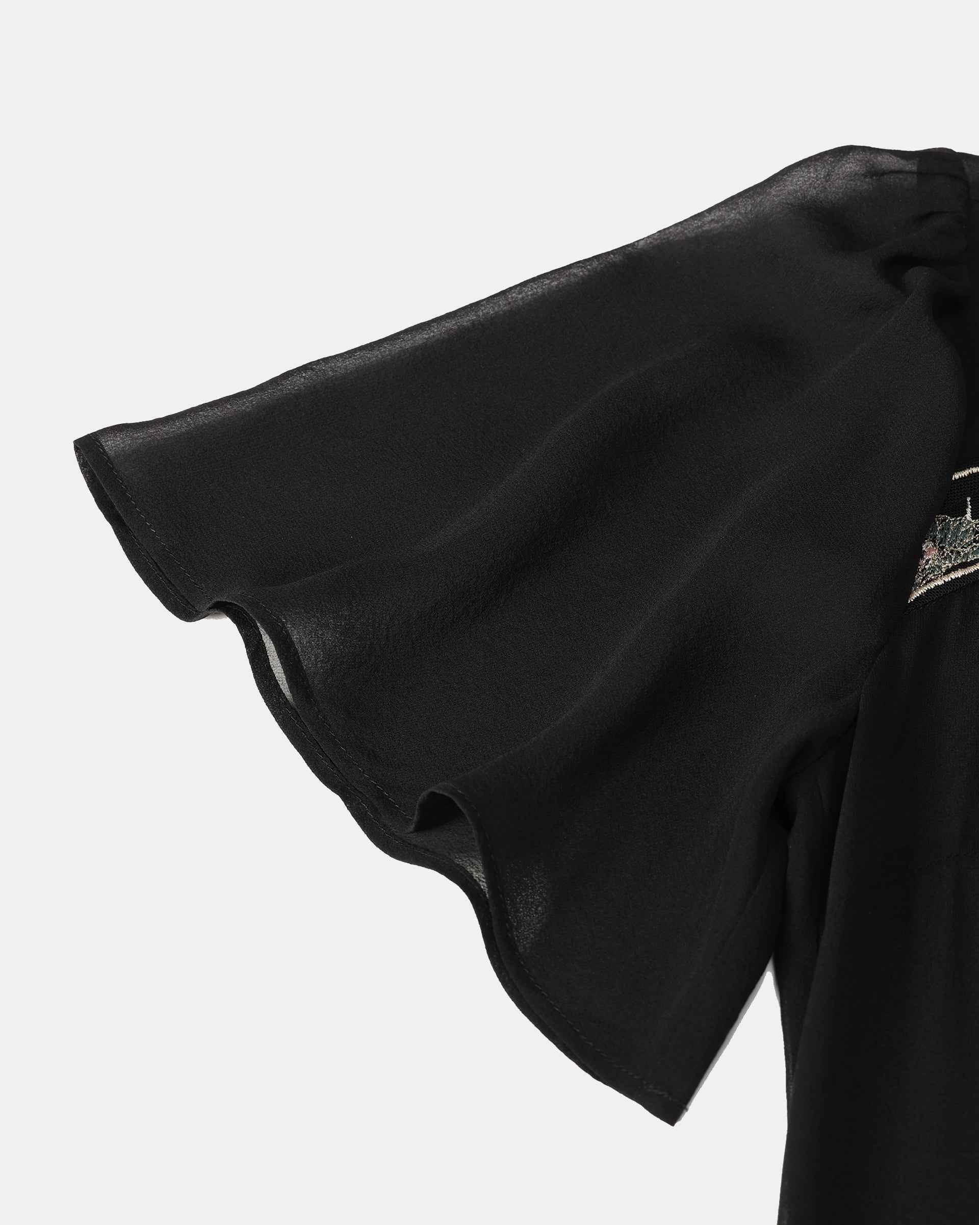 Chinese-Inspired Embroidered Cinched-Waist Shift Dress