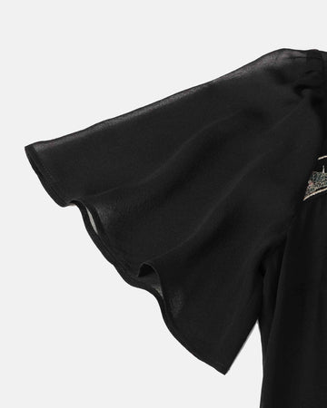 Chinese-Inspired Embroidered Cinched-Waist Shift Dress