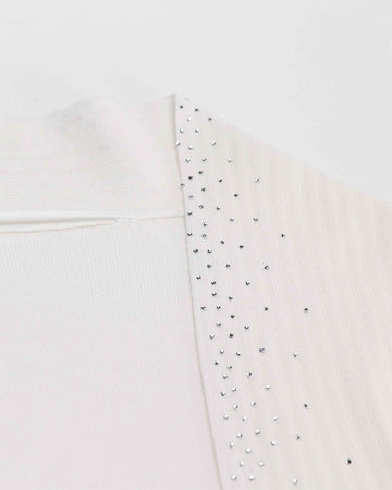 Rhinestone-Embellished Versatile Cardigan Sweater