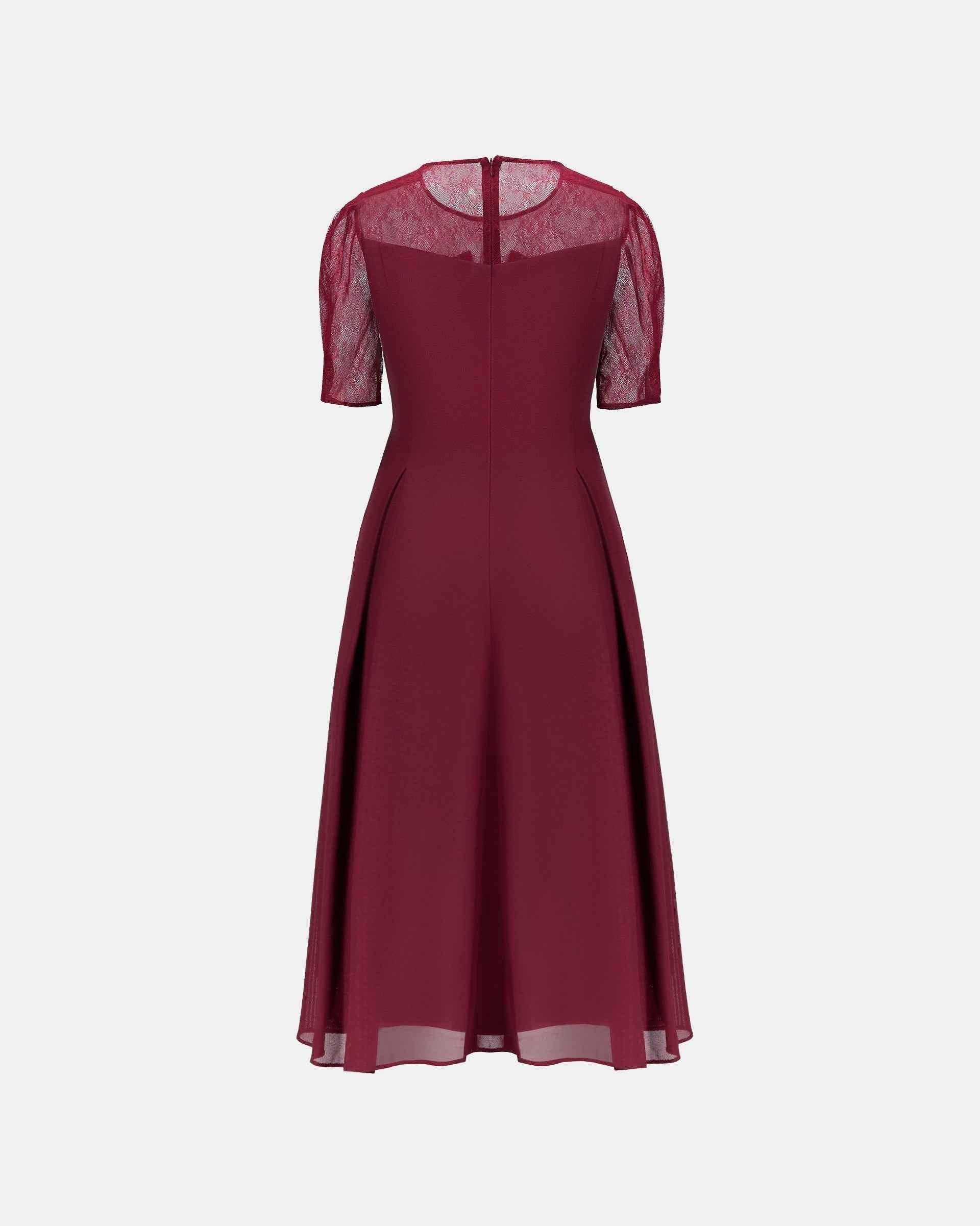 Festive Cinched-Waist Lace Party Dress