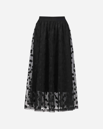 Vintage Polka Dot Rhinestone-Embellished Midi Skirt
