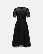 Elegant Waist-Cinching Lace Dress